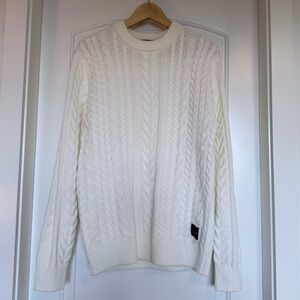 Scotch & Soda White Cable Knit Crewneck Sweater